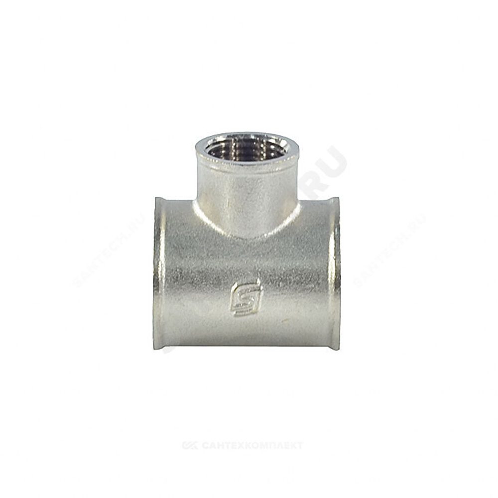 Тройник латунь никель переходной Ду 25х15х25 (1"х1/2"х1") ВР/ВР SantechSystems