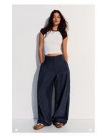 Мужские брюки super baggy fit в тонкую полоску с вытачками - BERSHKA