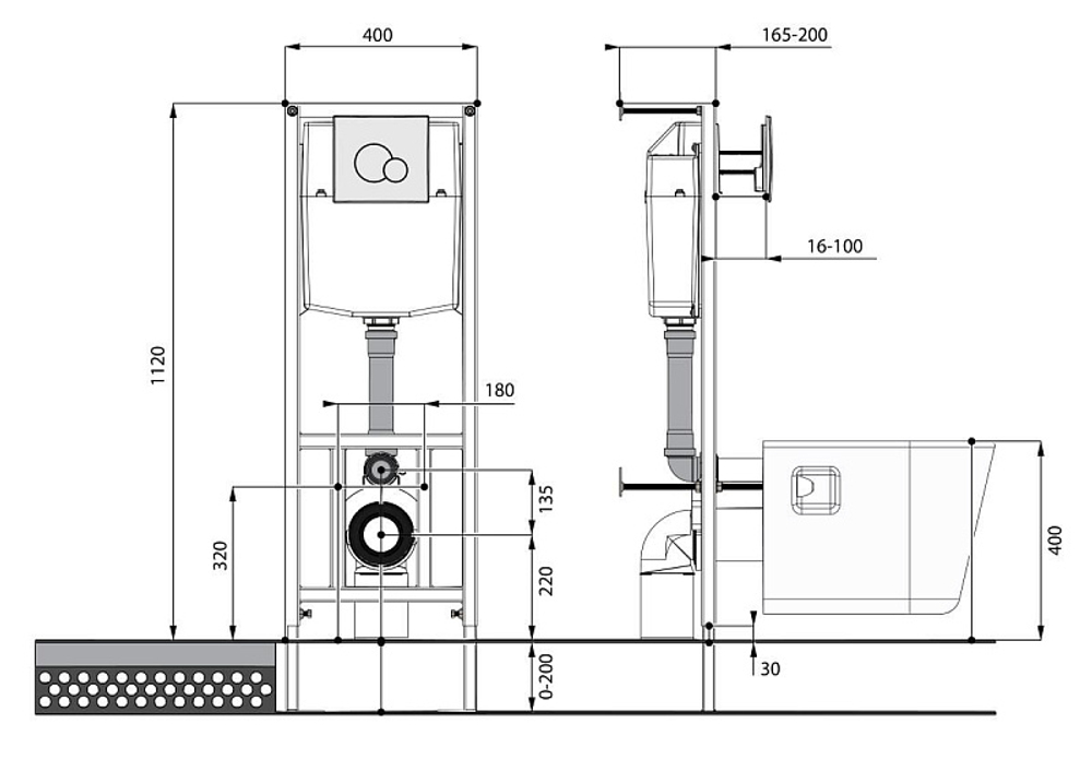 Пэк: Santek Бореаль: подвесной унитаз + инсталляция + кнопка смыва хром + сидение SC (1.WH50.1.544)