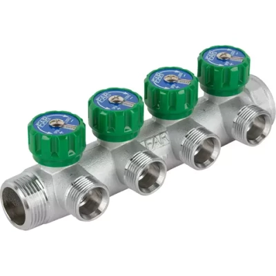 Коллектор FAR на 4 выхода 1"x3/4" латунь