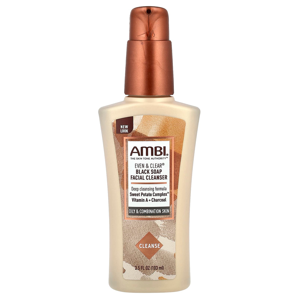 AMBI, Even & Clear®, очищающее средство для лица с чёрным мылом, без отдушек, 103 мл