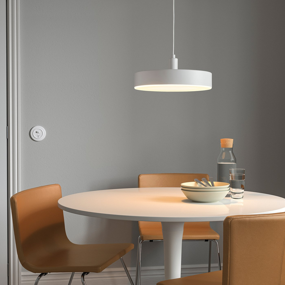 IKEA NYMÅNE  (ИКЕА НИМОНЕ)  -  Лампа подвесная LED - беспроводной диммируемый белый спектр/белый 38 см