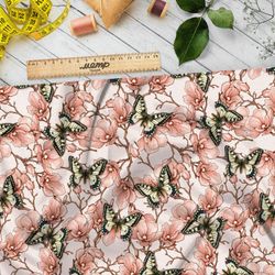 Ткань шифон винтажные бабочки