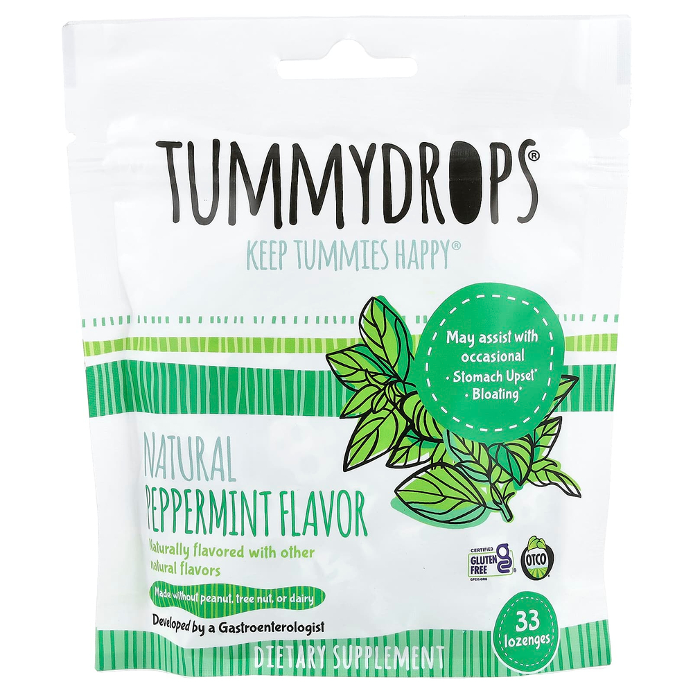 Tummydrops, натуральная перечная мята, 33 пастилки
