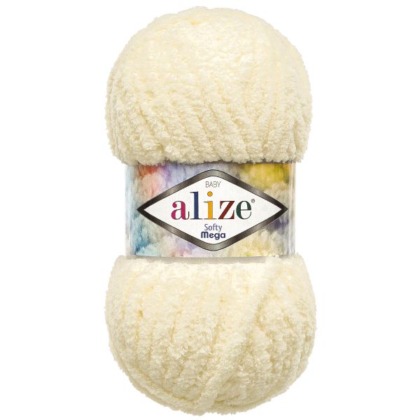 Пряжа Alize (Ализе) Softy Mega / уп.5 мот. по 100 г, 70м, 62 кремовый