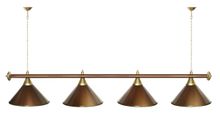 Лампа STARTBILLIARDS 4 пл. (плафоны антик медь,штанга зеленая,фурнитура золото)
