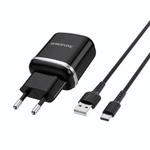 Зарядное устройство Borofone BA36A 18W QC3.0 3A USB + кабель Type-C Black