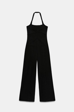 ZARA КОМБИНЕЗОН С ГОРЛОВИНОЙ ХАЛТЕР — ZW COLLECTION, ЧЕРНЫЙ