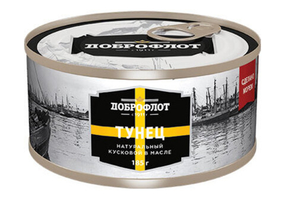 Тунец Доброфлот кусковой в масле 185 г
