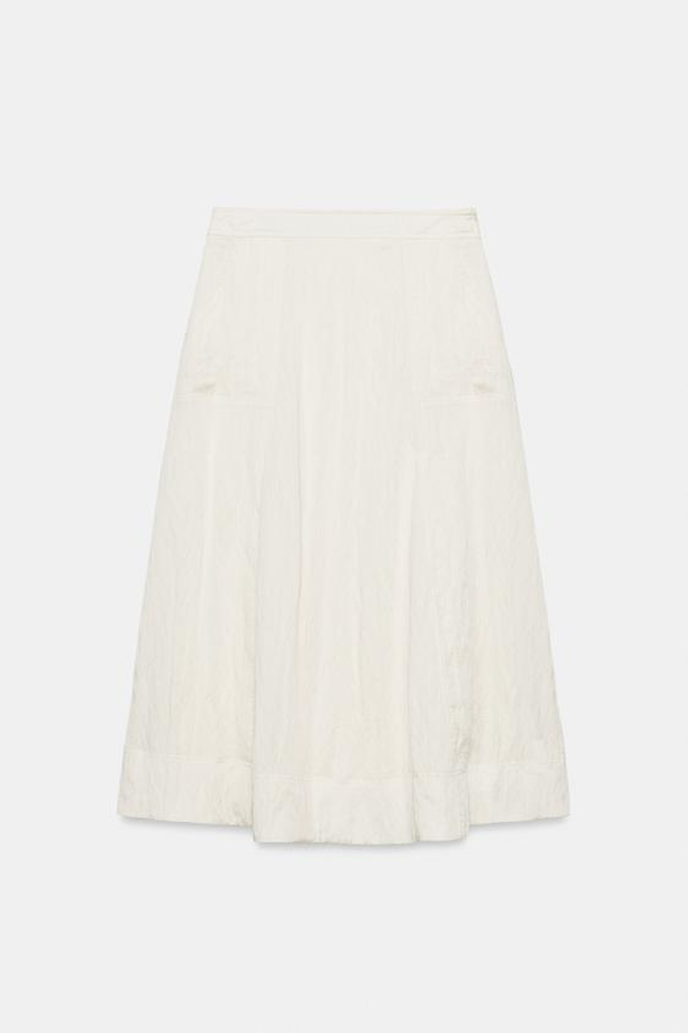 ZARA ЮБКА МИДИ С ЭФФЕКТОМ МЯТОЙ ТКАНИ, ЭКРЮ