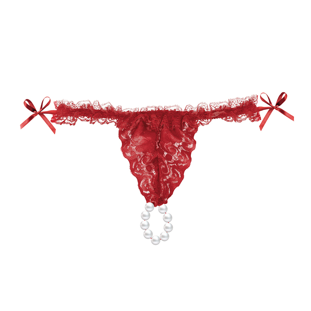 Эротический набор Клубничный соблазн и Жемчужная страсть INTT Red Brazilian Panty and Strawberry Slide Gel Set