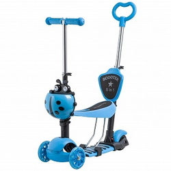Самокат Novatrack Disco-kids Saddle PRO для детей, трансформер, свет.колеса PU 120*90мм