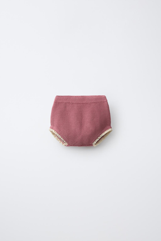 ZARA ТРИКОТАЖНЫЕ ТРУСЫ С КРУЖЕВОМ, РОЗОВАТЫЙ