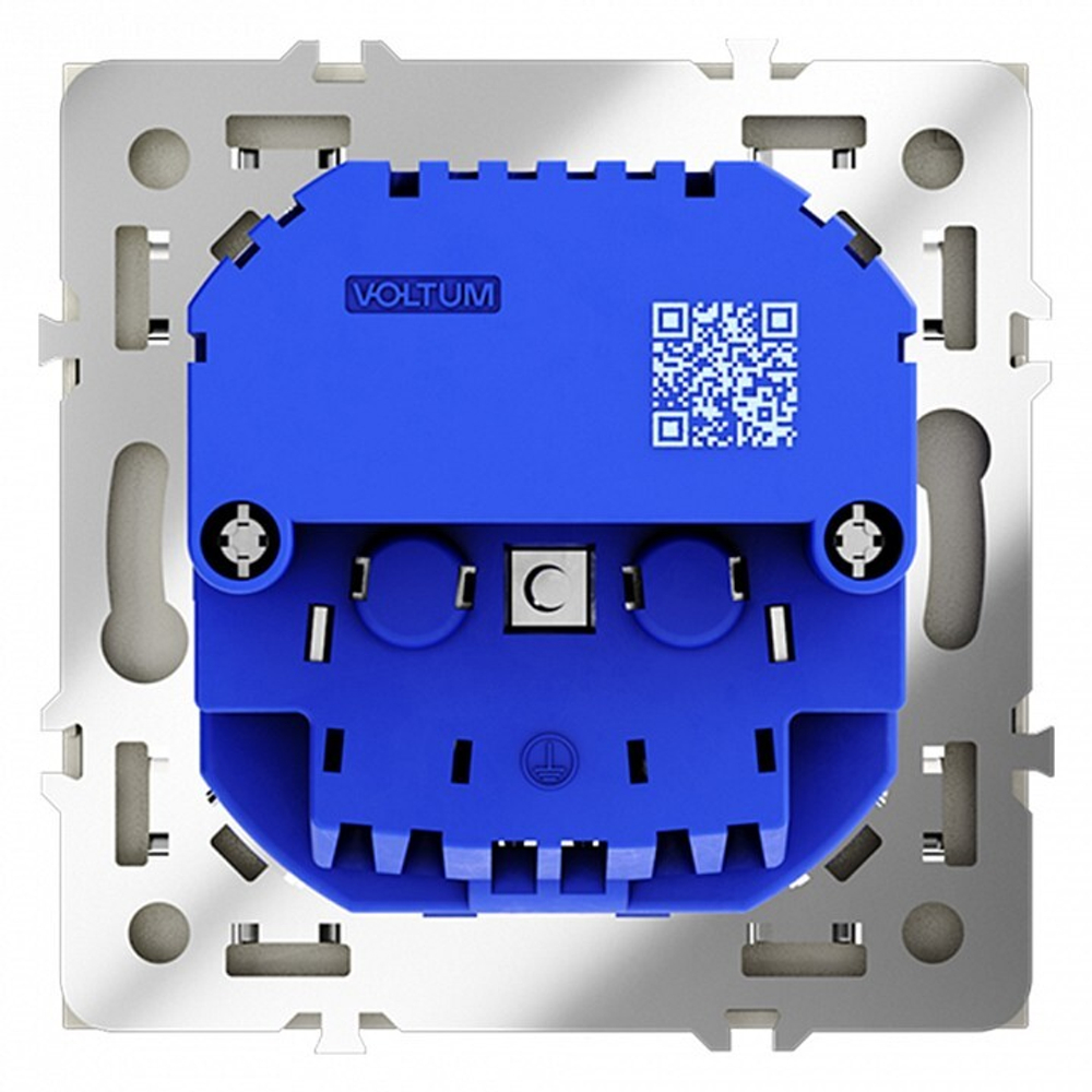 Розетка с заземлением и со шторкой и 2хUSB type A, без рамки Voltum S70 VLS040405