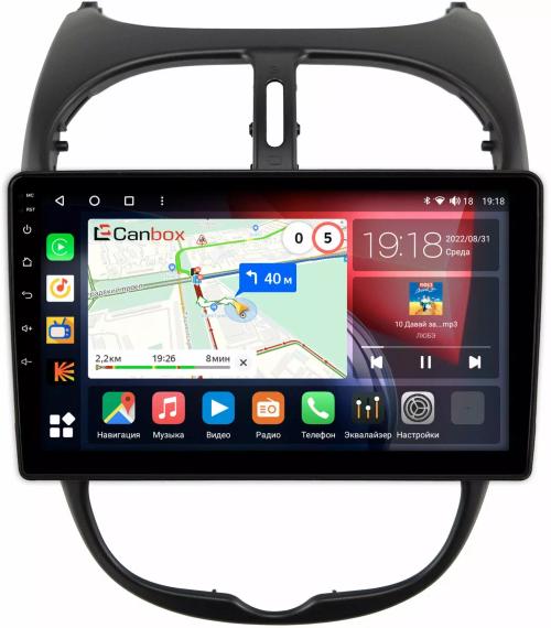 Магнитола для Peugeot 206 1998-2012 - Canbox 9117 Qled, Android 10, Быстрая, SIM-слот