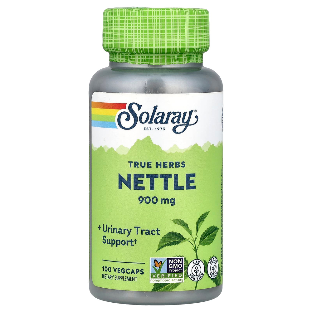 Solaray, True Herbs, крапива, 100 растительных капсул (450 мг в 1 капсуле)
