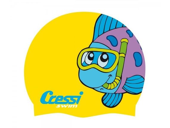 Шапочка Cressi CAP JR детская силиконовая, цвета в ассортименте с картинками (синяя)