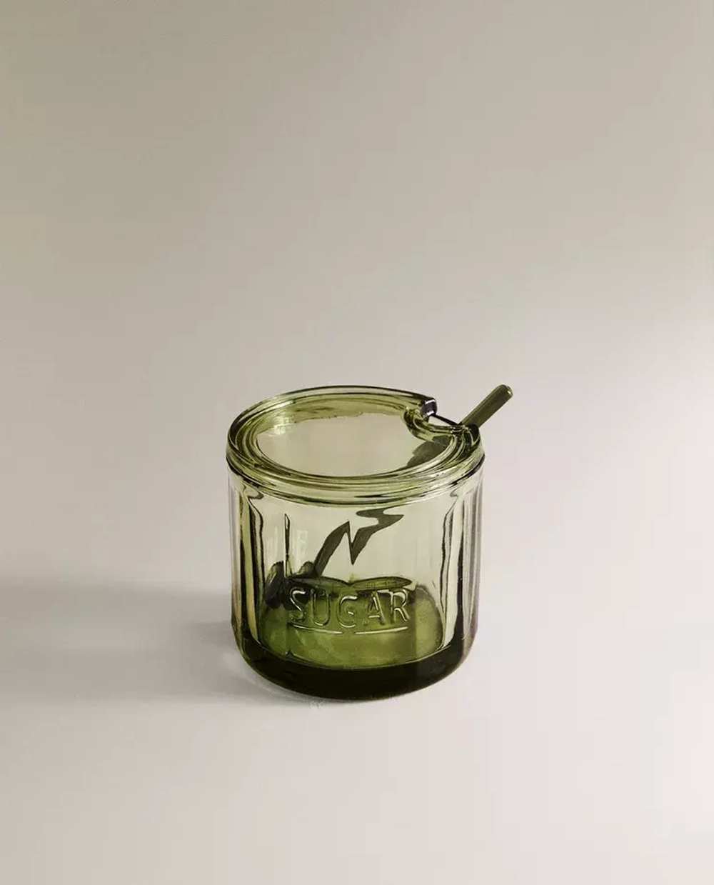 ZARA HOME СТЕКЛЯННАЯ САХАРНИЦА, ЗЕЛЕНЫЙ