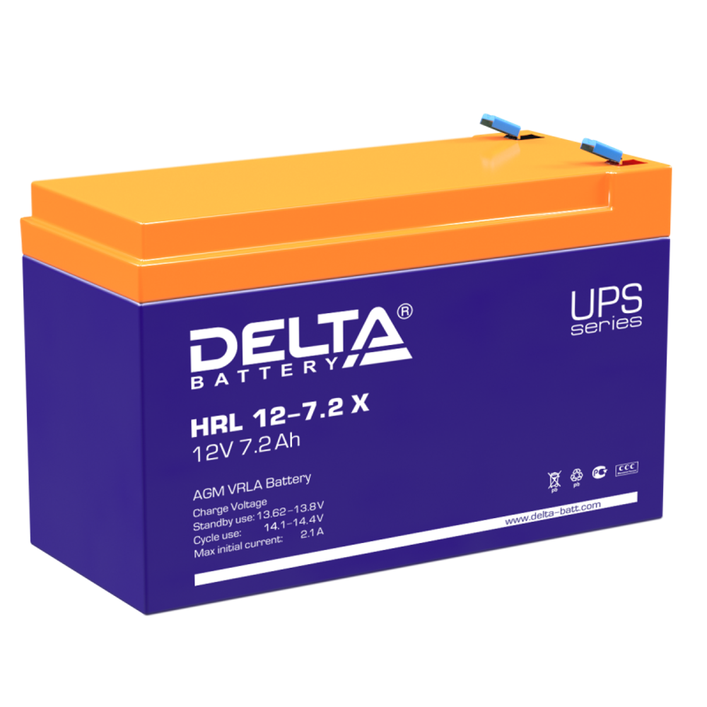 Аккумулятор DELTA HRL12-7,2 Х - AGM ( 12В / 7,2Ач ) Аккумулятор DELTA HRL12-7,2 Х - AGM ( 12В / 7,2Ач )