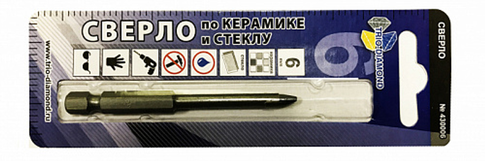 Сверло по керамике и стеклу 6,0 мм (1шт.) Trio Diamond