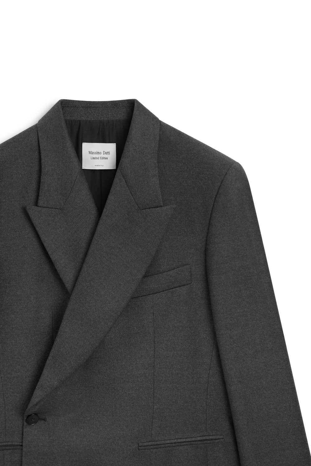 Massimo Dutti Двубортный пиджак оверсайз - Limited Edition, серый