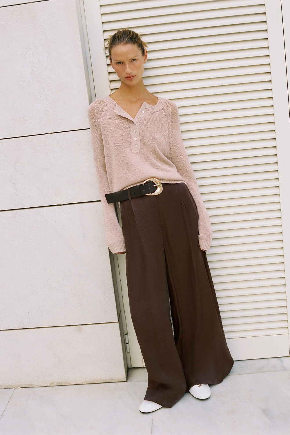ШИРОКИЕ АТЛАСНЫЕ БРЮКИ С РЕМНЕМ — ZARA