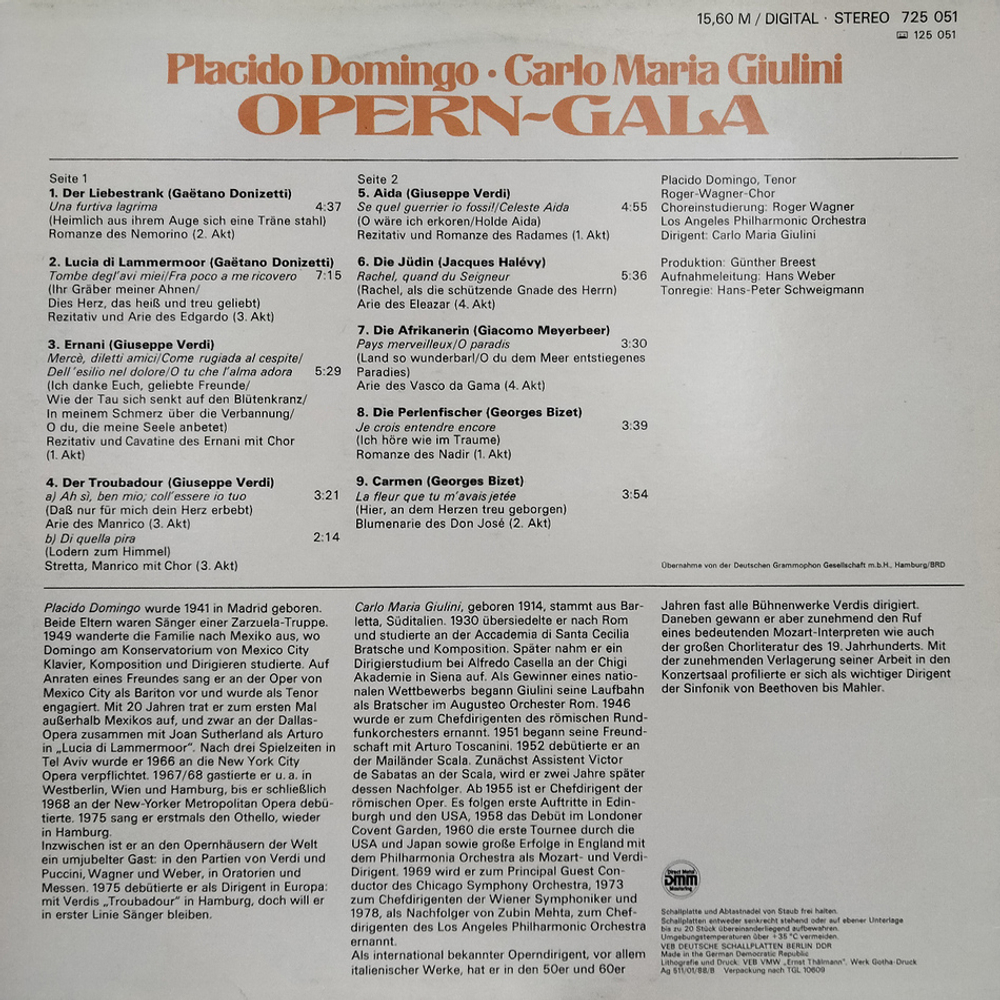 Placido Domingo, Carlo Maria Giulini / Opern-Gala (LP)