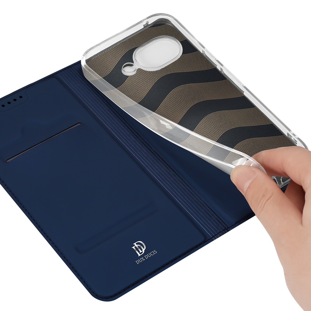 Чехол книжка синего цвета для Google Pixel 10a, серия Skin Pro Series от Dux Ducis