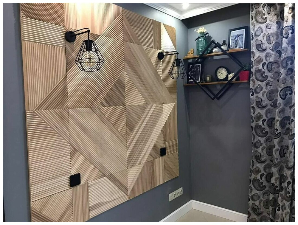 Рифленые 3D стеновые панели из дерева Ясеня