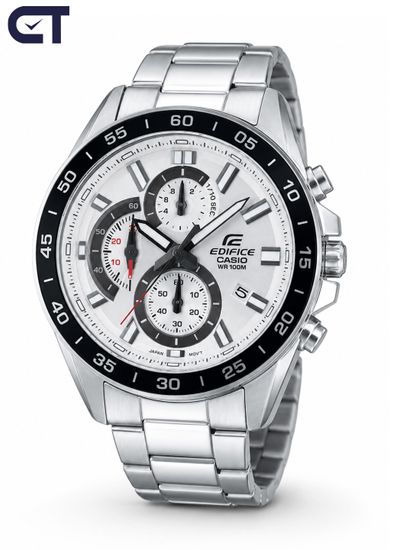 CASIO EFV-550D-7AVUDF EDIFICE мужские наручные часы — крупный стальной хронограф со светлым циферблатом