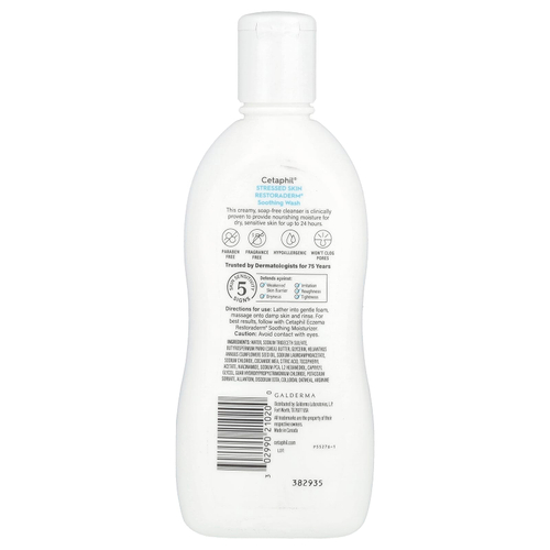Cetaphil, успокаивающий гель для душа RestoraDerm®, для кожи, подверженной стрессу, 296 мл (10 жидк. унций)