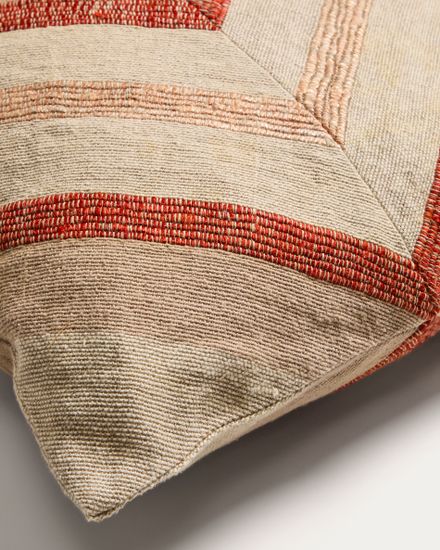 Чехол для подушки Taraia из хлопка и вискозы терракотового и бежевого цвета, 45 x 45 см