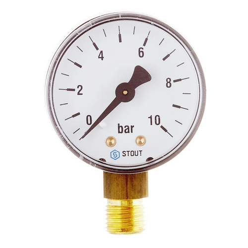 Манометр STOUT dn50  с ниж. подкл.  (0-10)     517