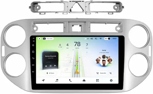 Магнитола для Volkswagen Tiguan 1 2007-2011, Golf Plus (аварийка треугольная, рамка серебро) - Teyes CC4L-DTS монитор 9" IPS, Android 14, Быстрая, Snapdragon 662, CarPlay, 4G SIM-слот