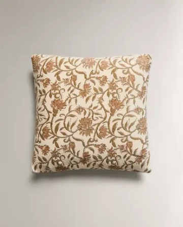 ZARA HOME НАВОЛОЧКА ДЛЯ ДЕКОРАТИВНОЙ ПОДУШКИ ИЗ СИНЕЛИ, ЭКРЮ
