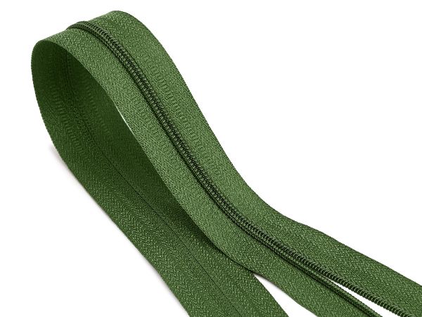 Молния рулонная витая (спираль) Т3 (3 мм) УСИЛЕННАЯ, НА БОБИНЕ, палитра CCC, E879 хаки / 200 метров