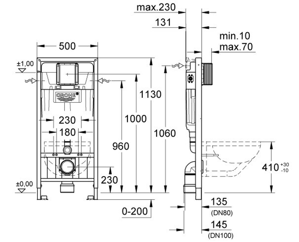 Инсталляция для подвесного унитаза Grohe Rapid SL 38897000