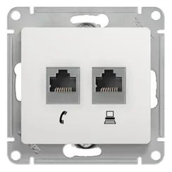 Розетка компьютерная двойная RJ11 + RJ45 Cat 5e Systeme Electric Glossa Белый GSL000185