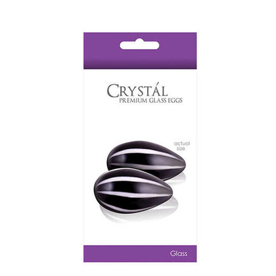 Вагинальные шарики из стекла Cristal (черный с белым) (Цвет: черный с белым)
