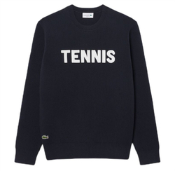 Мужская теннисная кофта Lacoste Jacquard Tennis Crew Neck - black/white