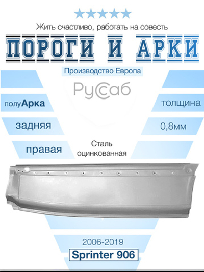 Полуарка зад правая Mercedes Sprinter W906 2006-2019 extralong (Klokkerholm)
