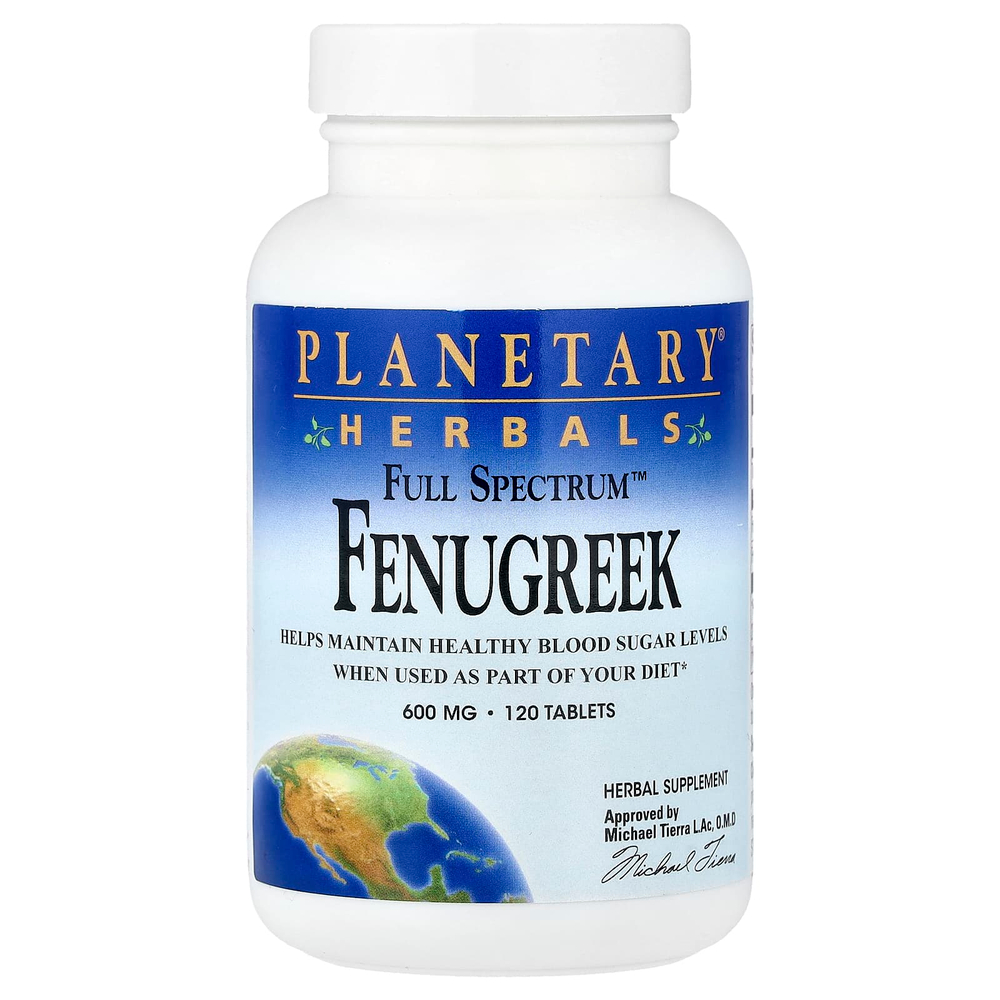 Planetary Herbals, Full Spectrum™, пажитник, 600 мг, 120 таблеток
