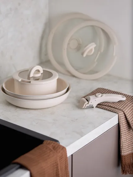 Сковорода с крышкой и съемной ручкой smart ceramic, D24 см