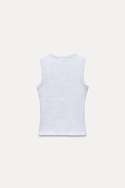 ZARA ТОП В РУБЧИК, СЕРЫЙ С МЕЛАНЖЕВЫМ ЭФФЕКТОМ