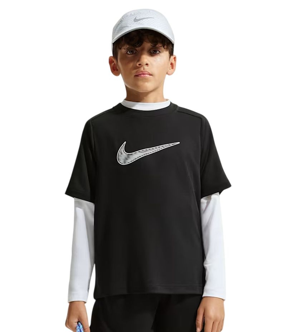 Детская теннисная футболка Nike Boys Dri-FIT Multi Short Sleeve - black