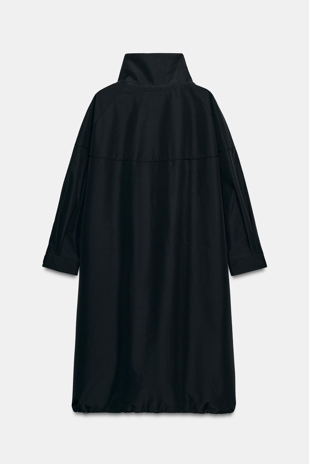 ZARA УДЛИНЕННАЯ ВЕТРОЗАЩИТНАЯ КУРТКА WATER REPELLENT, ЧЕРНЫЙ