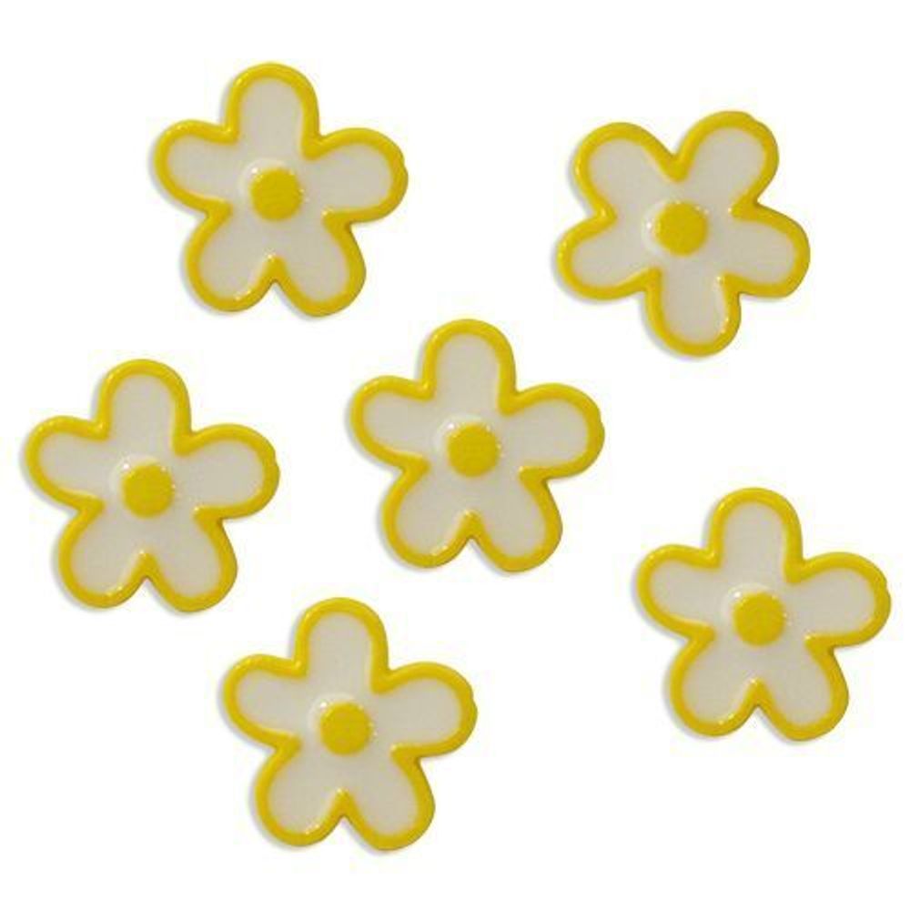 Пуговицы детские Цветы (IA041-W2) 24L/1, 6 шт, (D11 желтый), Magic Buttons