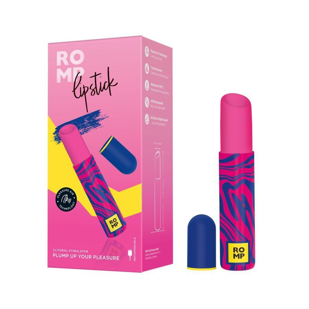 Яркий клиторальный вибратор Romp Lipstick (Цвет: синий с розовым)