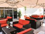 Диван пластиковый плетеный двухместный с подушками Monaco Lounge, коричневый