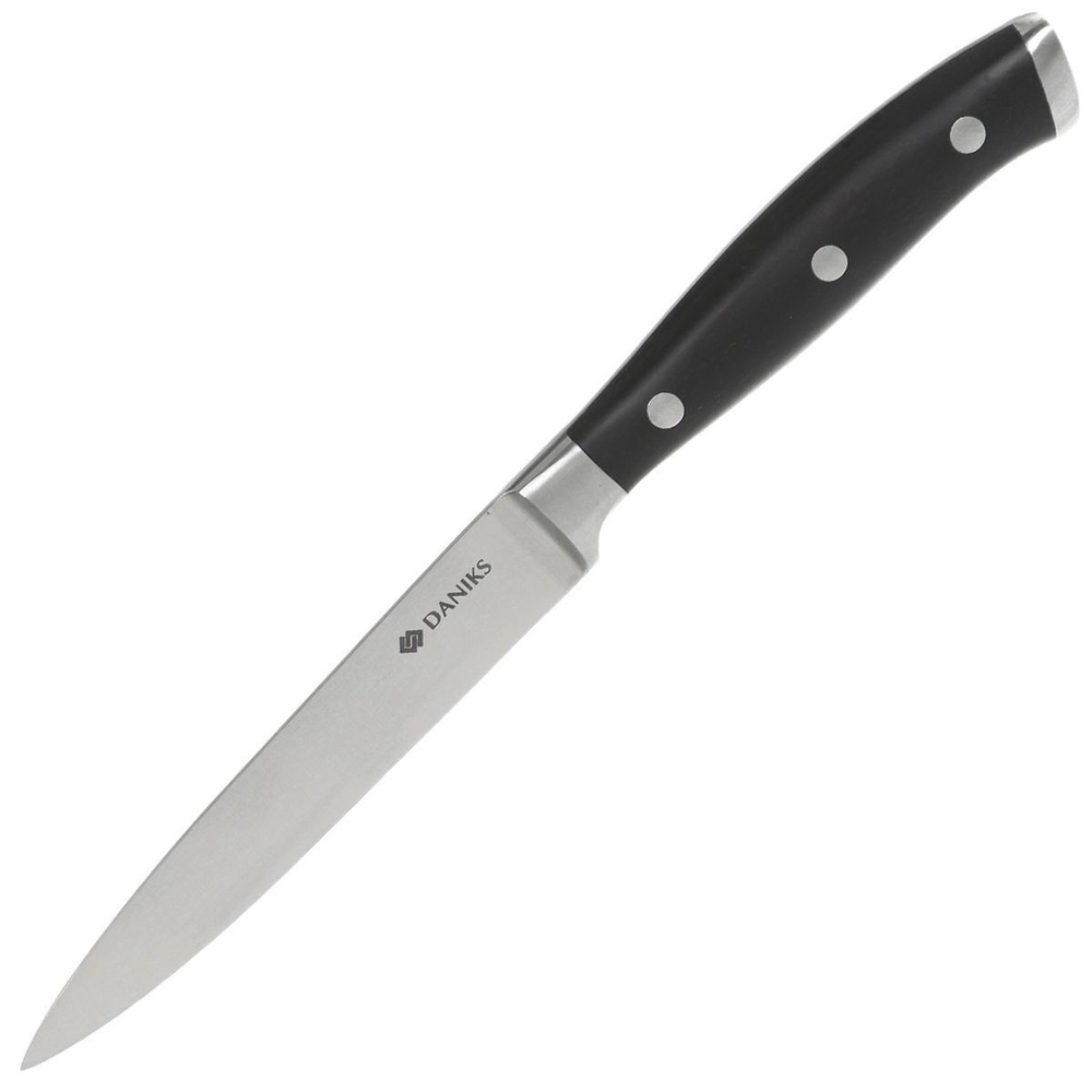 Нож кухонный Daniks, Black, универсал, нерж сталь, 12.5 см, рук пласт, 161520-4